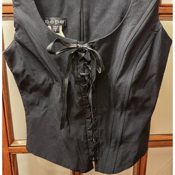 SOLD: Vintage 2000's Bebe Black Corset Top sz S - Picture 3 of 6